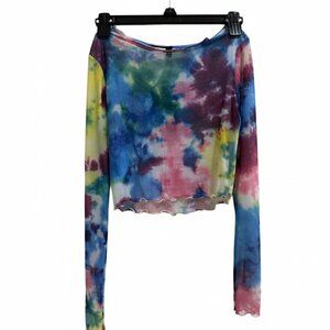 Fashion Nova "Tie It And Dye It" Mesh Cropped Top & NEW & Size Small